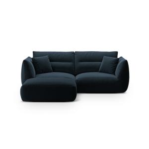 Canapé d'angle modulaire 3 places tissu structurel bleu mar…