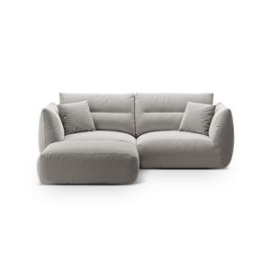 Canapé d'angle modulaire 3 places tissu structurel gris cla…