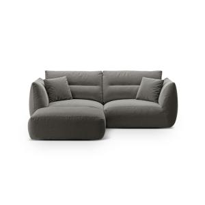 Canapé d'angle modulaire 3 places tissu structurel gris fon…
