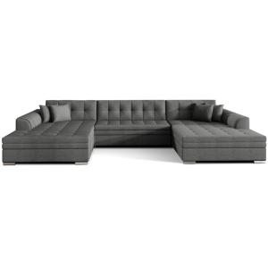 Canapé d'angle panoramique 5 places convertible en tissu -…