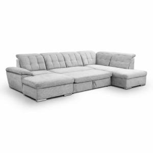 Canapé d’angle panoramique coffre 5 P- velours côtelé gris…