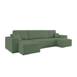 Canapé d'angle panoramique convertible 5 places tissu boucl…