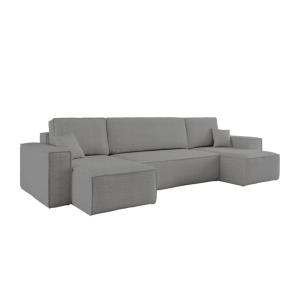Canapé d'angle panoramique convertible 6 places tissu boucl…