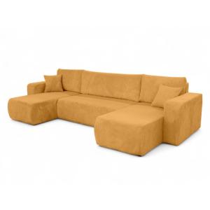 Canapé d'angle panoramique convertible 6 places velours côt…
