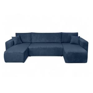 Canapé d'angle panoramique convertible 6pl velours côtelé b…
