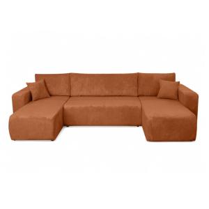 Canapé d'angle panoramique convertible 6pl velours côtelé t…