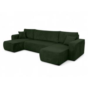 Canapé d'angle panoramique convertible 6pl velours côtelé v…