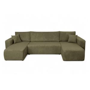 Canapé d'angle panoramique convertible 6pl velours côtelé v…