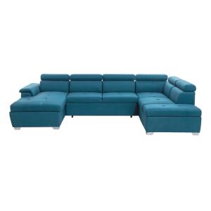 Canapé d'angle panoramique en tissu bleu - méridienne 196cm…