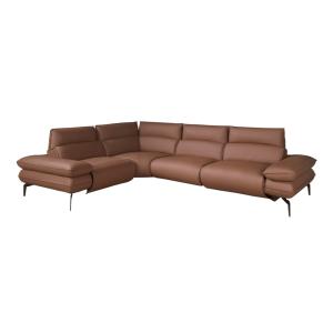 Canapé d'angle relax modulable en cuir marron