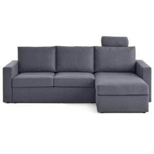 Canapé d'angle réversible 4 places en tissu gris