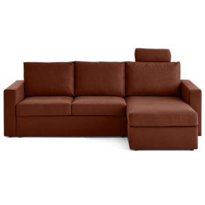 Canapé d'angle réversible 4 places en tissu terracotta