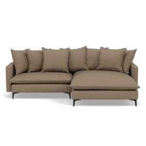 Canapé d'angle réversible 4 places en tissu texturé taupe