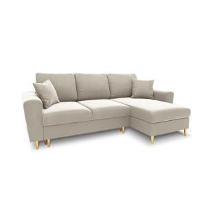 Canapé d'angle reversible, 4 places en tissu velours beige