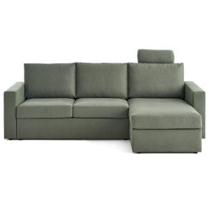 Canapé d'angle réversible 4 places en tissu vert