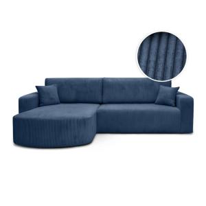 Canapé d'angle réversible 4 places en velours côtelé - Bleu…