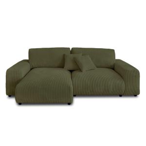 Canapé d'angle réversible 4 places en velours côtelé vert…