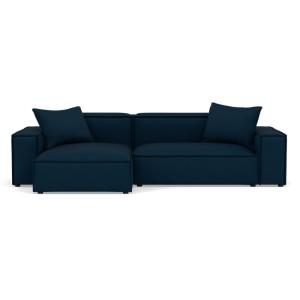 Canapé d'angle réversible 4 places en velours texturé bleu…