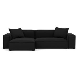 Canapé d'angle réversible 4 places en velours texturé noir…