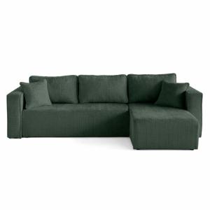 Canapé d'angle réversible 4 places en velours texturé vert…