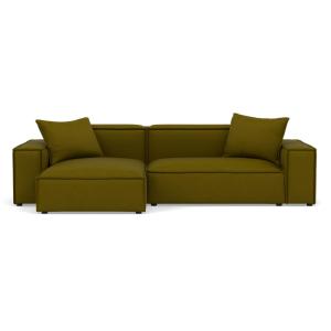 Canapé d'angle réversible 4 places en velours texturé vert…
