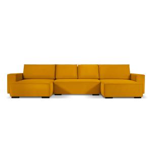 Canapé d'angle réversible 6 places en velours côtelé jaune…