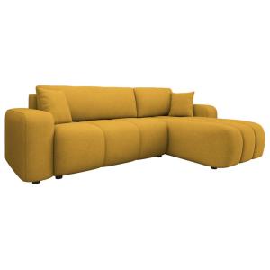 Canapé d'angle réversible convertible 4 places en tissu jau…
