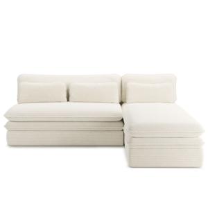 Canapé d'angle réversible convertible velours côtelé 4 plac…