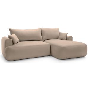 Canapé d'angle réversible côté droit en velours beige