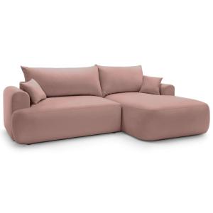 Canapé d'angle réversible côté droit en velours rose clair…