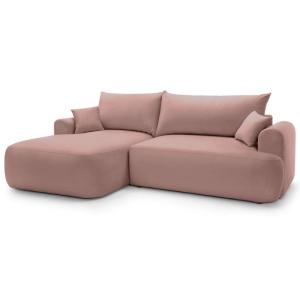 Canapé d'angle réversible côté gauche en velours rose clair…