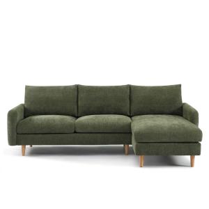 Canapé d'angle réversible en tissu chenille 4 places vert