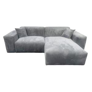 Canapé d'angle réversible en velours côtelé Gris