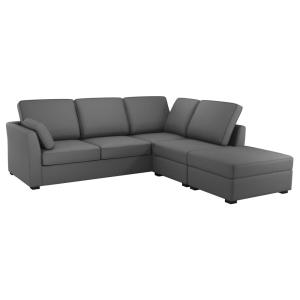 Canapé d'angle réversible tissu coton déhoussable gris