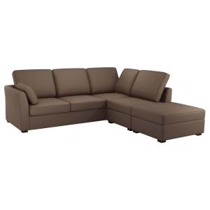 Canapé d'angle réversible tissu coton déhoussable taupe