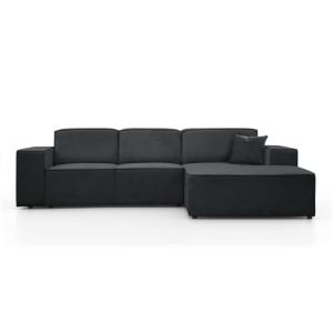 Canapé d'angle sans fonction couchage gris foncé à droite