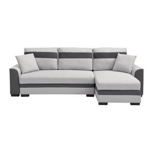 Canapé d'angle simili cuir 4 places gris clair