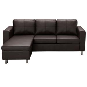 Canapé d'angle simili cuir 4 places marron chocolat