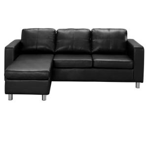 Canapé d'angle simili cuir 4 places noir