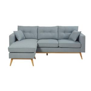 Canapé d'angle style scandinave 3/4 places bleu glacier