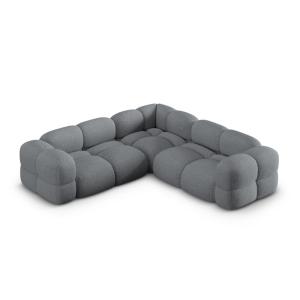 Canapé d'angle symétrique 4 places en tissu structurel gris…
