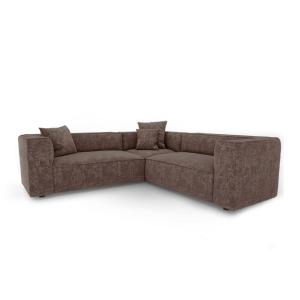 Canapé d'angle symétrique 5 places en velours gaufré taupe…