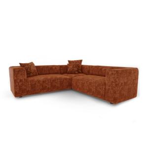 Canapé d'angle symétrique 5 places en velours gaufré terrac…