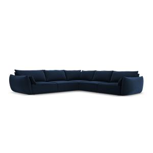 Canapé d'angle symétrique 7 places en tissu velours bleu ro…