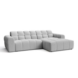 Canapé d'angle tissu bouclette 4 places Gris clair - Droit