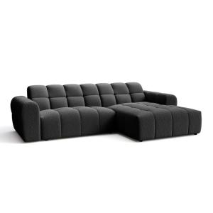 Canapé d'angle tissu bouclette 4 places Noir - Gauche