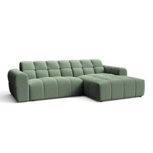 Canapé d'angle tissu bouclette 4 places Vert - Droit