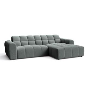 Canapé d'angle tissu bouclette gris anthracite 4 places