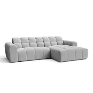 Canapé d'angle tissu bouclette gris clair 4 places