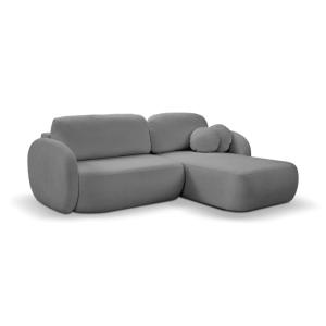 Canapé d'angle tissu bouclette gris foncé 4 places